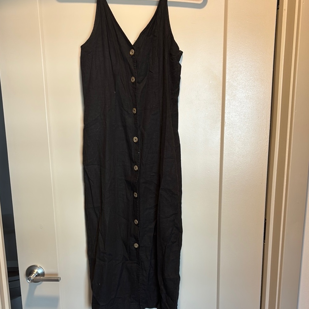 BP Black Sheath Midi Dress Spaghetti Strap